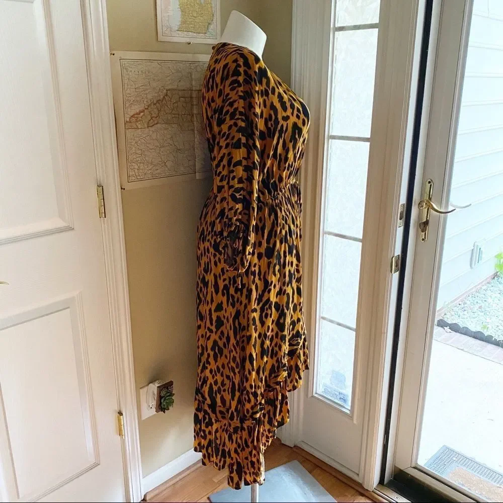 Bohemian Jungle Maxi Hi Lo Leopard Dress NWT - Picture 3 of 16